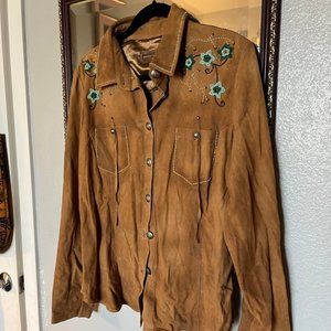 Double D Ranch Beaded Fringe Leather Jacket